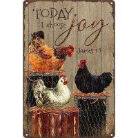 Habilboi Chickens on Farm Today I Choose Joy Kitchen Metal Funny Tin Sign Bar Coffee Home Kitchen Room Art Wall Plaque Decor 20*30cm