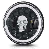 1 Pc New 7Inch LED Skull Headlights Accessories for Wrangler Off-Road Vehicle Headlight Conversions 60W Skull Headlights