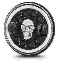 1 Pc New 7Inch LED Skull Headlights for Wrangler Off-Road Vehicle Headlight Conversions 60W Skull Headlights