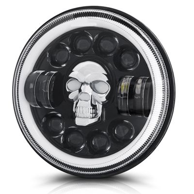 1 Pc New 7Inch LED Skull Headlights Accessories Parts for Wrangler Off-Road Vehicle Headlight Conversions 60W Skull Headlights