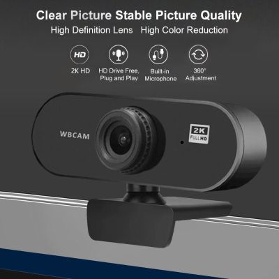 ZZOOI Webcam Full HD 2K 1080p Live Streaming Camera with Stereo Microphone Speaker Desktop USB Web Cam for Computer Video Calling Work