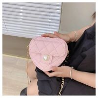 Small Women Heart Fashion Shoulder Crossbody Bag PU Leather Quilted Cute Handbag Luxury Brand Designer Chain Child Messenger Bag