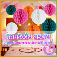 Thai dee โคม พู่ แขวน กระดาษรังผึ้ง ปอมปอม 25cm party supplies