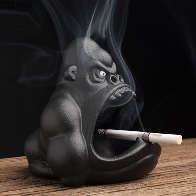 （A SHACK） เซรามิค CartoonAshtray ลิงอุรังอุตังน่ารักที่เขี่ยบุหรี่บิน AshLiving RoomCar Ashtray
