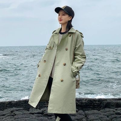womens middle and long style Trench coat Mo Yi Yixiu Cotton Tripid Womens Medium Long model 2021