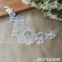 หรูหราสีขาว Tulle Organza Guipure ลูกไม้ผ้า Appliques Patch 3d Venise ปักดอกไม้ชุดแต่งงานตัดเย็บเสื้อผ้า Decor-HVA STORE