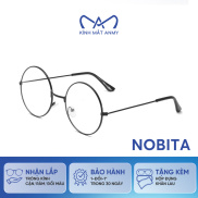 Gọng kính tròn nobita giả cận, chất liệu kim loại