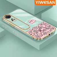 YIWESAN เคสสำหรับ OPPO Reno 8T 4G Reno 8T 5G A1 Pro 5G ใหม่เคสหมูลายการ์ตูนสีชมพูขอบสี่เหลี่ยมใหม่พื้นผิวชุบซิลิก้าเจลนิ่มกันกระแทกเคสมือถือฝาครอบป้องกันเลนส์กล้องถ่ายรูปรวมทุกอย่าง