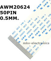 (1เส้น) AWM20624 , 50PIN ยาว1.5เมตร กว้าง25.5mm. ระยะPitch0.5mm. สายแพรด้านเดียวกัน