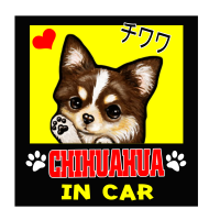 AJ1 Chihuahau in Car   สติ๊กเกอร์ สุนัข หมา สติกเกอร์ การ์ตูน สั่งทำ สติ๊กเกอร์ติดรถ กันน้ำ ไวนิล สติ๊กเกอร์ติดรถยนต์ แต่งรถ