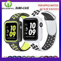 สายเบส + สายเคสสำหรับ Apple Watch เคสโทรศัพท์มือถือขอบซิลิโคน8 7 45 41มม. 44มม. 40มม. สายนาฬิกาฉัน42มม. 38มม. + สร้อยข้อมือระบายอากาศสำหรับ Apple Watch Series 2 3 4 5 SE 6