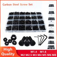 New M1.4 M1.6 M2 M2.5 M3 M4 M5 Various Lengths Carbon Steel Hexagon Hex Socket Cap Head Screw Bolt Nut Washer Set Assortment Kit