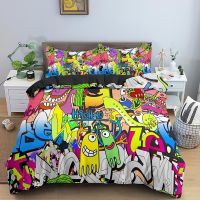 Caldwelllj Kids Bedding Set Cartoon Graffiti Duvet Cover Sets Bedclothes Bed Single Double Queen King Size Quilt 240x220