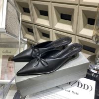 【High Quality】2023 New Wide Feet Durable Outgoing Elegant Versatile Casual Low Heel Baotou Slippers Bow Tie