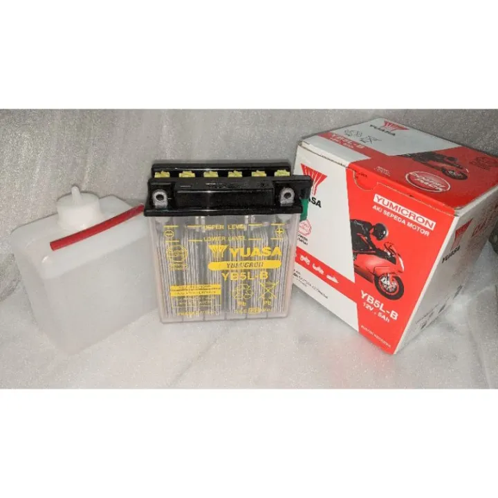 Aki motor basah Yuasa YB5LB 12V 5AH Grand Supra Shogun Fizr Prima Mio