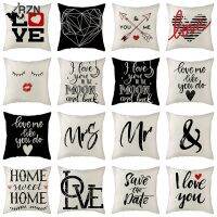 【CW】♠  I You Words Cushion Cover Valentines Day for Sofa Mr   Mrs Pillowcase