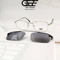 ?กรอบแว่นตา GEZE 1 ClipOn รุ่น RY1033-C2 เต็มกรอบสีทอง ฟรี คลิปออนกันแดดสีดำ Polarizedเปลี่ยนเป็นแว่นตากันแดด ป้องกันแสงแดด รังสี UVA UVB UV400