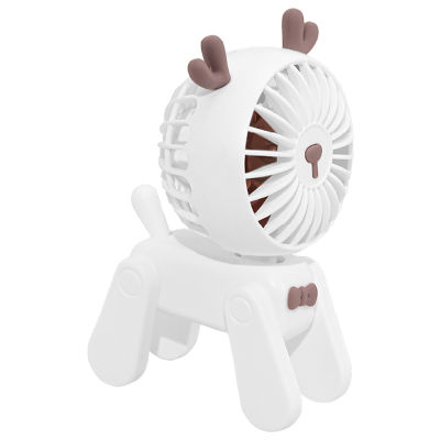 Mini Desktop Decoration Fans Cute Pet Deer Rechargeable USB Small Electric Fan Student Dormitory Decoration Fan White