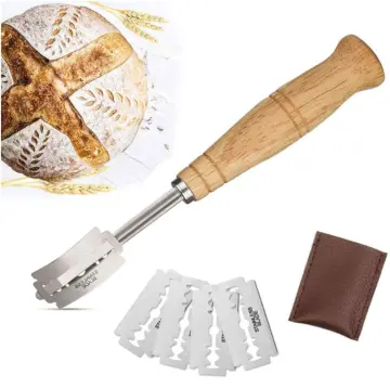 Bread Lame Tool - Dough Scorer with 5 Razor Blades and Leather Cover 