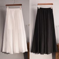 【CC】✵☽  Waist Frill Skirt Pleated Skirts Elastic Beach Boho Mori