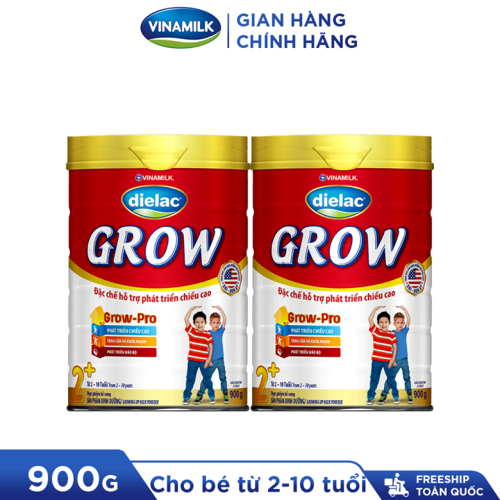 2 Hộp Sữa bột Vinamilk Dielac Grow 2+ Hộp thiếc 900g (cho trẻ từ 2 ...