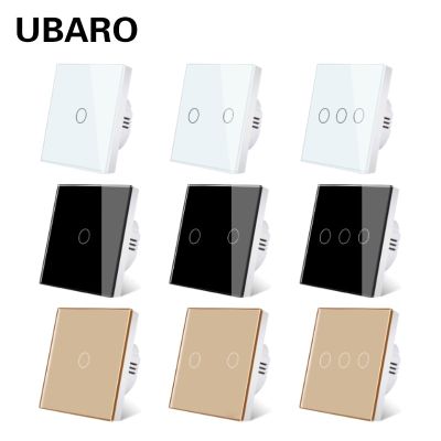 {“》 -- UBARO Ea/uk กระจกคริสตัลแบบเทมเปอร์แผงผนังมาตรฐานไฟระบบสัมผัสเซ็นเซอร์เต้าเสียบสาย USB ปุ่มไฟฟ้า1/2/3แก๊ง220V