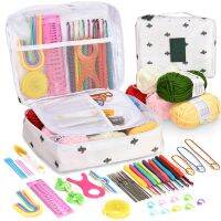 Hot DIY Colorful Crochet Hooks Set Lace Crochet Needles Cactus Five Wools Storage Cactus Bag Sewing Accessories Beginners Gift