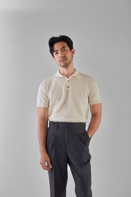 MadetoMature Button Knitted Short Sleeve Polo  - เสื้อถักโปโล สีไอวอรี่
