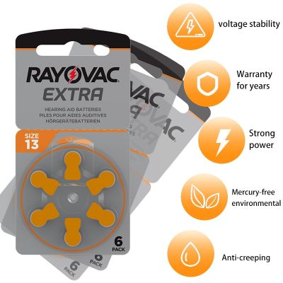 Hearing Aid Battery 60PCS RAYOVAC EXTRA Zinc Air Batteries 1.45V.13A A13 13A 13 P13 PR48 Battery For BTE CIC RIC OE Hearing Aids