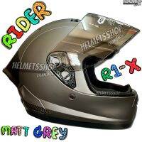 RIDER R1-X MATTE GREY [ ทรงเล็ก ] [ เต็มใบ ] [ แว่นชั้นเดียว ] [ นวมถอดซักได้ ]