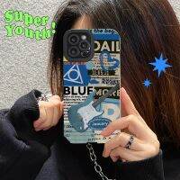 【เคสโทรศัพท์ Qiqi 】เคสโทรศัพท์กีตาร์แฟชั่นบลูสวยงามสำหรับ iPhone 14 13 12 11 Pro Max Mini XS X XR SE 6 7 8 Plus ฝาหลังนิ่มตัวอักษร