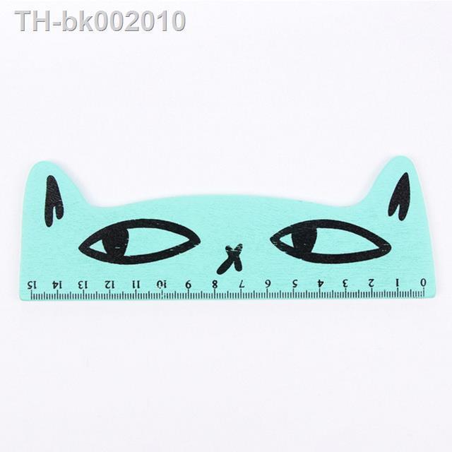 4-piece-cute-black-cat-kitten-straight-ruler-wooden-tools-cartoon-sewing-stationery