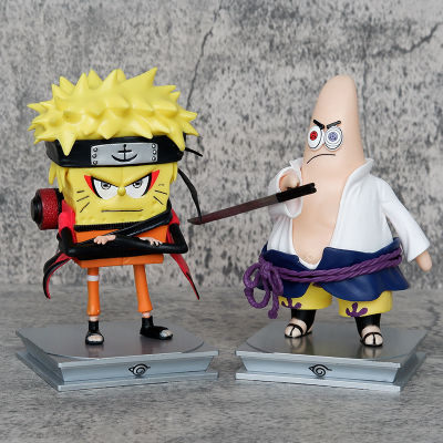 Naruto x SpongeBob SquarePants Action Figure Patrick Star Cosplay Naruto Sasuke Model Dolls Toys For Kids Gifts