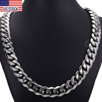 202114.5mm Wide Heavy Polished 316L Stainless Steel Mens Necklace Cut Curb Cuban Link Chain Male Jewelry Dropshipping DHN48