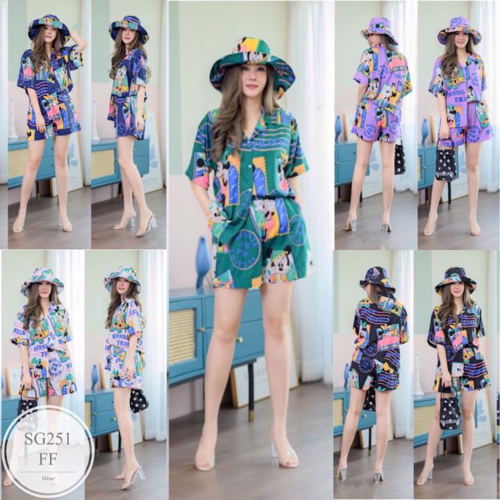 ml251-set-3-ชิ้น-สาวอวบ-เสื้อเชิ๊ตฮาวาย-แขนสั้น-ทรงโอเวอร์ไซส์-คู่กับกางเกงขาสั้น-เอวสม็อกหลัง-ทรงขาเบิ้ล-มีกระเป๋าล้วงข้างลำตัว-พร้อมหมวกบักเก็ต-ปีกกว้าง-เข้าเซท-เนื้อผ้าเปเปอร์พรีเมี่ยม-พิมพ์ดิจิตอล