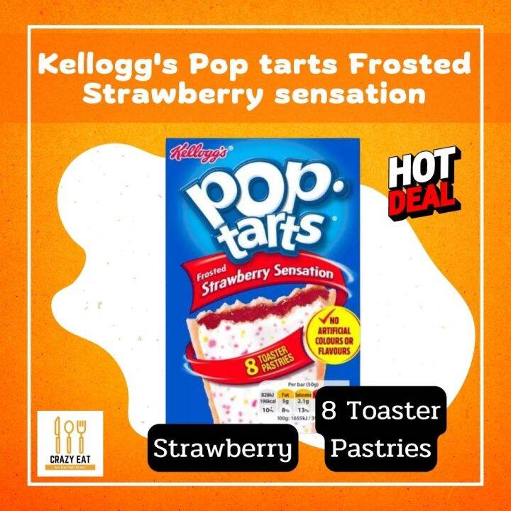 Kellogg S Pop Tarts Frosted Strawberry Sensation 384g ป๊อปทาร์ต สอดไส้ สตรอว์เบอร์รี่ 384กรัม