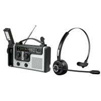 Solar Radio Portable FM / AM Radio Built-in Speaker &amp; Bluetooth Headphones with Microphone, Wireless Headset on Ear