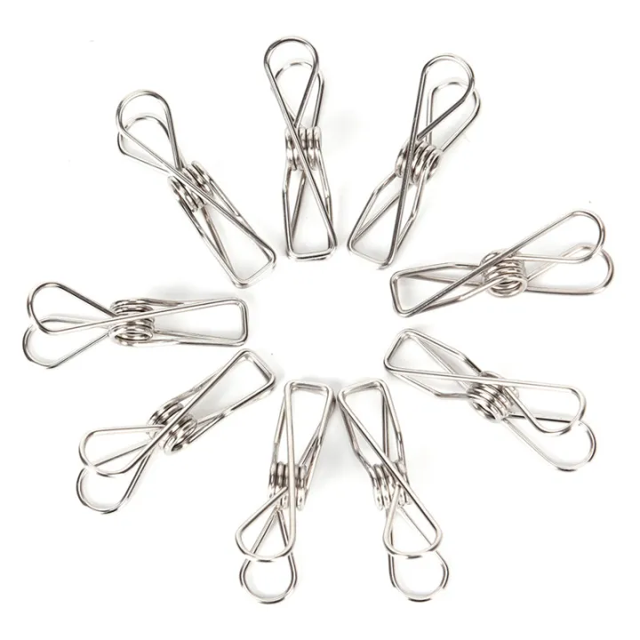 HH 20 Pcs Metal Clothes Pegs Stainless Steel Washing Line Hanger Paper Photos Clip Lazada PH