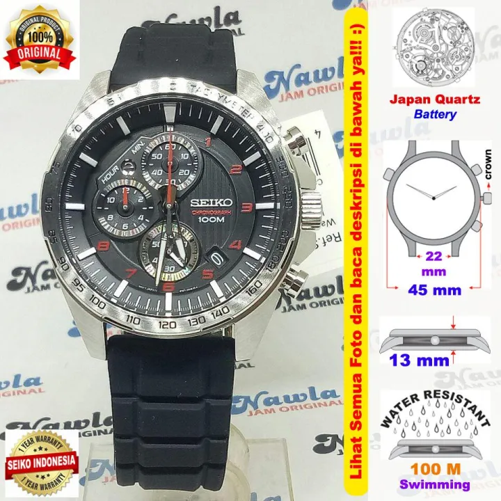 Seiko Quartz SSB325P1 Chronograph Black Dial Jam Tangan Pria SSB325