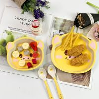 1PC Bamboo Fiber Childrens Meal Powder Toot Toot Pig Baby Bowl Baby Food Supplement Eat Bowl Spoon Fork Set Cartoon Food Bowl