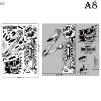 HT สติกเกอร์เงาผีฮาโลวีนขนาดยักษ์, สติกเกอร์ติดหน้าต่างลายแม่มดค้างคาวโครงกระดูกฮาโลวีนตกแต่งปาร์ตี้สติกเกอร์ไฟฟ้าสถิต
