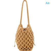 YANAO 1PC Summer Seaside Beach กระเป๋าถือกลวงตาข่ายไหล่ถุงผ้าฝ้ายโครเชต์ Fishing BAG