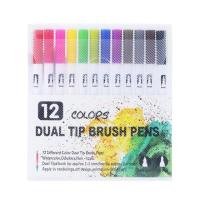 100Pcs ปากกาที่มีสีสัน Dual Tip แปรงมาร์เกอร์ปากกาสีน้ำที่เขียนคิ้วบาง Art Markers สำหรับการวาดภาพสีภาพวาดการประดิษฐ์ตัวอักษร กำนัล gift