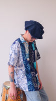 PLN Patchwork Aloha Shirt Mid Blue Free Size