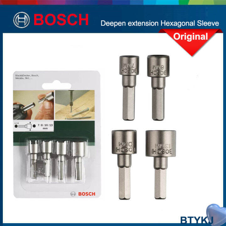 bosch-4ไขควง-pcs-ปลอกหกเหลี่ยมลึก39มม-ลึกแขนเสื้อส่วนต่อไม่มีแม่เหล็ก7-8-10-13มม-พร้อมก้านหกเหลี่ยม2609255904