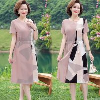 Summer 2022 middle-aged mother dress new temperament covered his middle-aged and old womens summer wear long chiffon dress their children