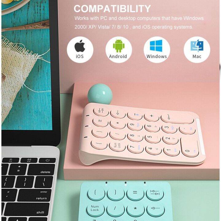 BOW Wireless Number Pad Bluetooth Numeric Keypad Round Keycaps Numpad