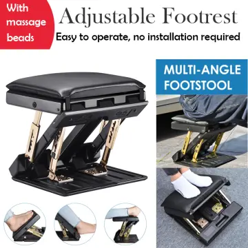 Adjustable Footrest with Removable Soft Foot Rest Pad Max-Load 120Lbs with  Massaging Beads for Car,Under Desk, Home, Train,4-Level Height Adjustment 
