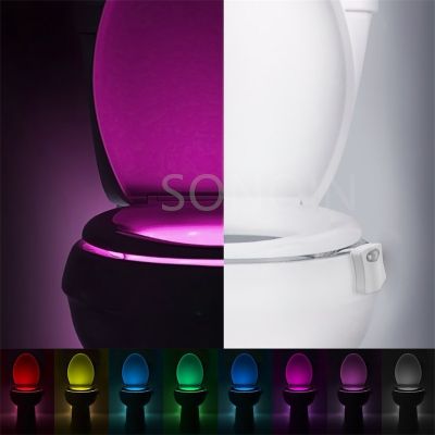 【CC】 NEW PIR Sensor Toilet Night 8 16Colors Backlight Bowl Luminaria Lamp