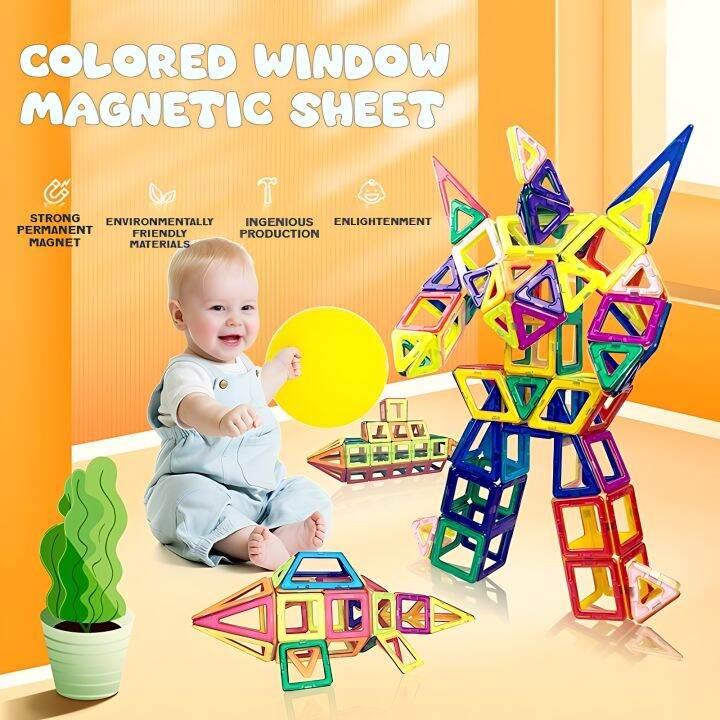 60pcs Magnetic Block Set Architect Game Magnetic Tiles 60pcs Large Size ...